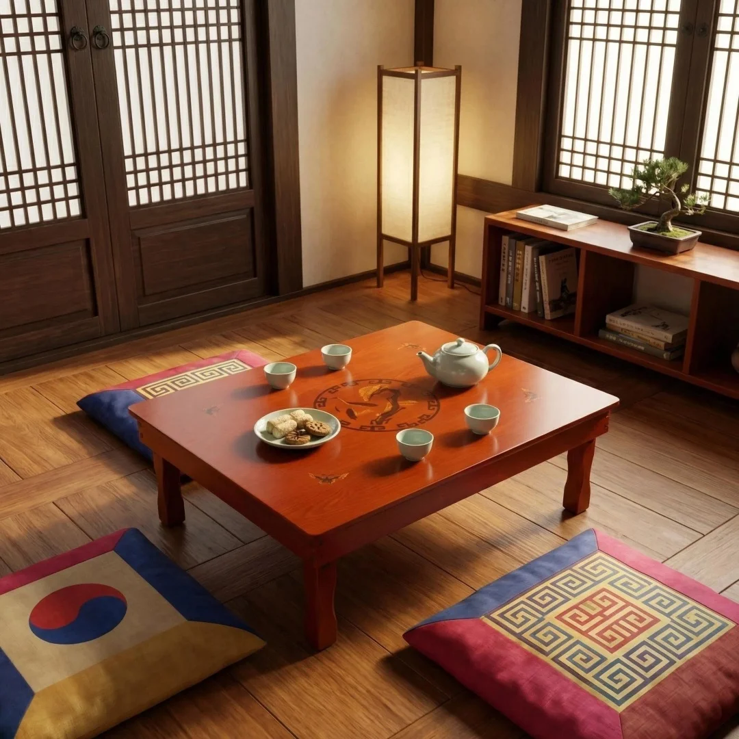 80X60cm Rectangle Korean Table Legs Foldable Living Room Antique Table for Dining Traditional Korean Folding Table Furniture