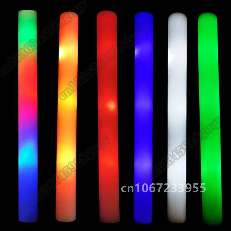 30-60pcs LED Foam Glow Sticks Flashing Glow Baton Cheer Tube Glow In The Dark Wedding Party Supplies 3 Modes Flashing Stick Toys