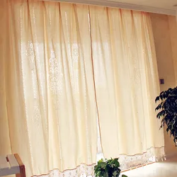 French Solid Cotton Linen Retro Hollow Curtain Handmade Crochet Bottom Stitching Blackout Window Curtain for Living Room