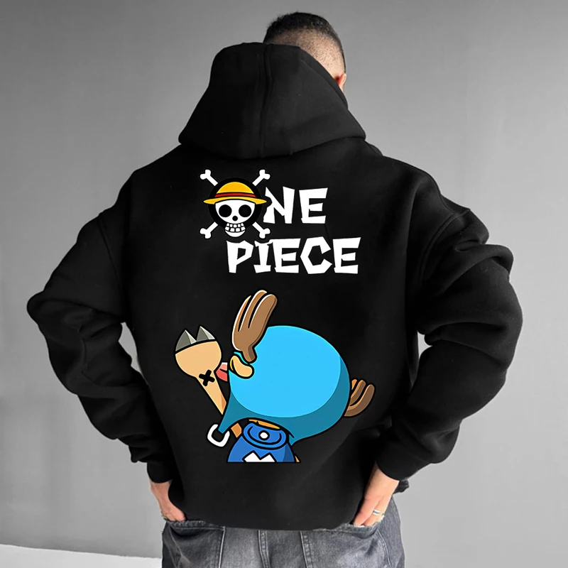 ONE PIECE Chopper Sauron Luźna Bluza z Kapturem Anime Periferialia 2025 Jesień i Zima Męska i Damska Czysta Bawełna Amerykański Sweter Top