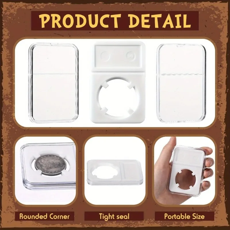 15pcs Thickened Silvery Dollar Storage Display Boxes for Morgan/Peace/IKE Silvery Dollars Dustproof Scratch-Resistant Protective