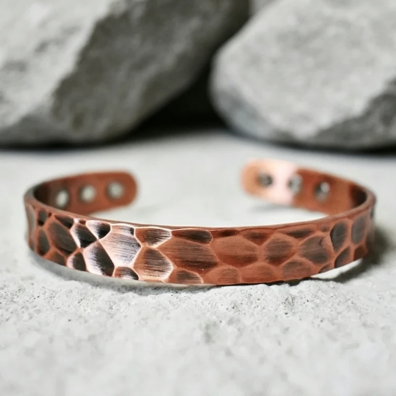Magnetic Pure Copper Bracelets for Women Men Vintage Cuff Bangle Charms Health Energy Bracelet with Gauss Magnets
