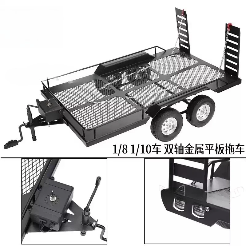 Trailer small size model，Biaxle Metal Trailer, General Flatbed Large Trailer for Climbing Vehicles 1pcs
