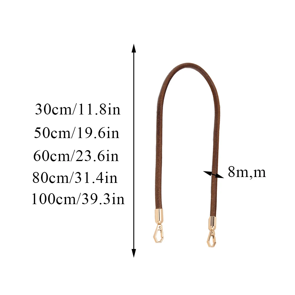 30-100cm Genuine Leather Bag Handle DIY Replacement Purse Handbag Strap Shoulder Bags Handles 8mm Crossbody Belt Bag Accessories