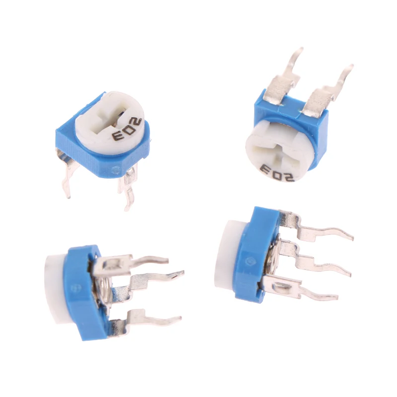 Resistor ajustável horizontal, resistor variável, potenciômetro, azul e branco, ohm 20K, RM065, RM065-203, 10pcs