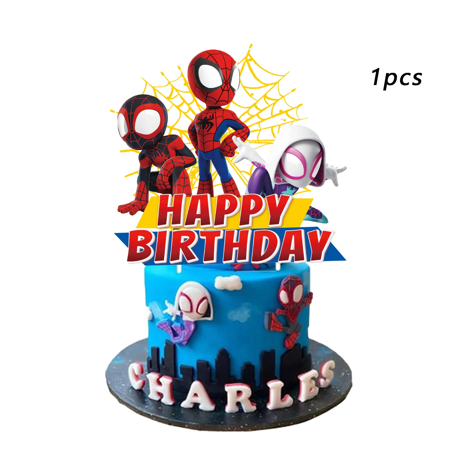Spidey and His Amazing Friends Cake Topper、Cupcake Toppers ， Birthday Decorations，Theme Party Supplies,   Birthday Cake Decorati view 4