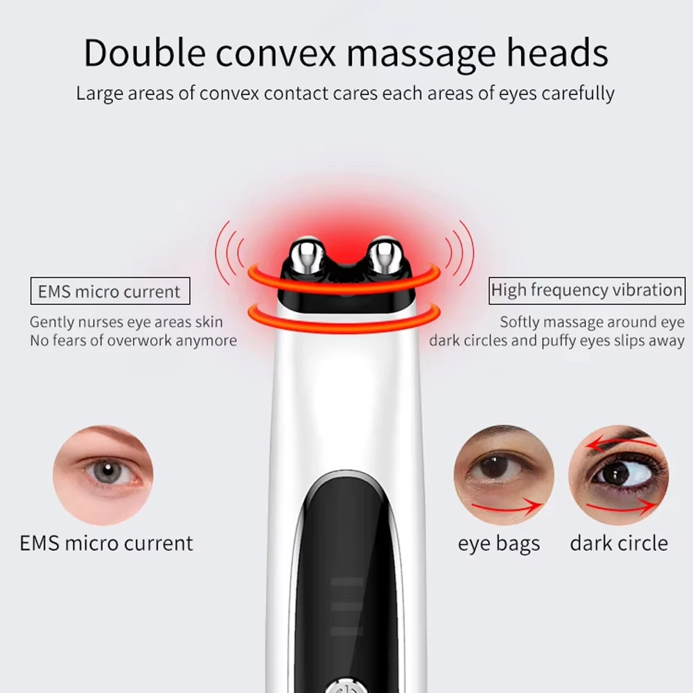 Microcurrent Vibration Eye Massager Remove Eye Bags Dark Circles Lifting Massage Instrument EMS Eye Beauty Device Skin Care Tool