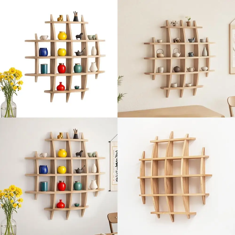 

Elegant Wall-Mounted Mug Rack: Display & Store Coffee Cups, Teapots in Kitchen, Living Room, Office (27.6x27.6)