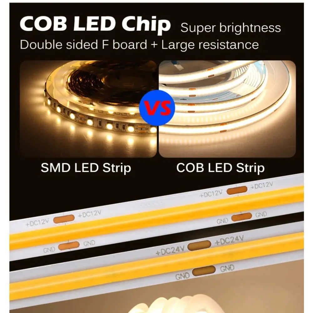 Zigbee3.0 CCT LED Controller DC24V COB Led Strip light 608LEDs/m Warm Cold White Dimmable Tape Tuya Zigbee for smartthing Alexa