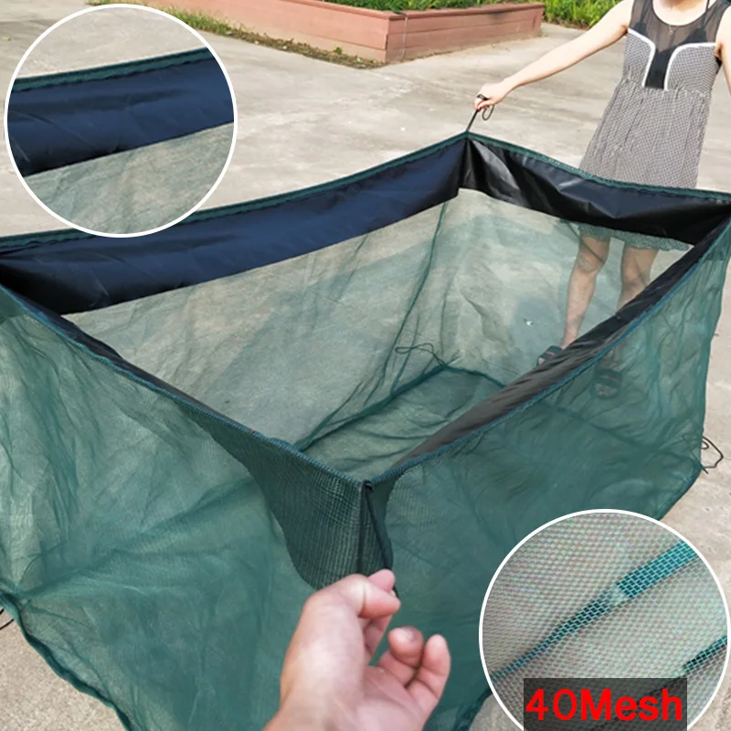 Customizable 40Mesh Nylon Aquaculture Net Cage Lobster Turtle Crab Anti-escape Breeding Net Blue Hatching Net Cage for Fish Fry