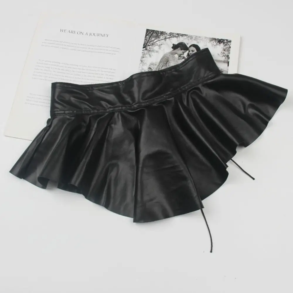 Luxury PU Leather Cummerbunds with Skirt High Waist Dress Girdle Female Waistband Strap Wide Waist Belt Women