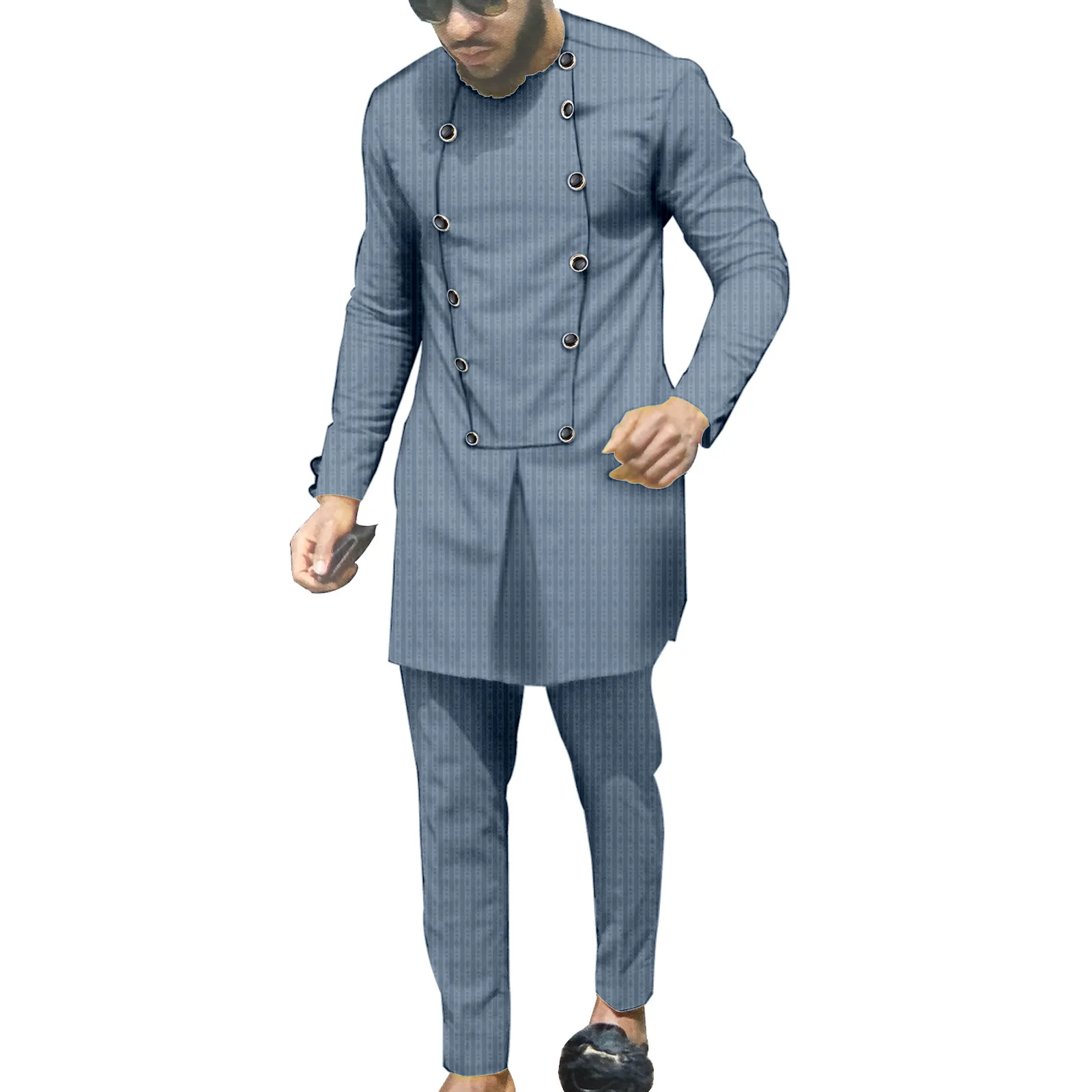 2025 African 2 Piece Set for Men Printed Blazer and Pants Dashiki Outwear Ankara Coats Wax Outfits Pockets Dress Suit S2016024