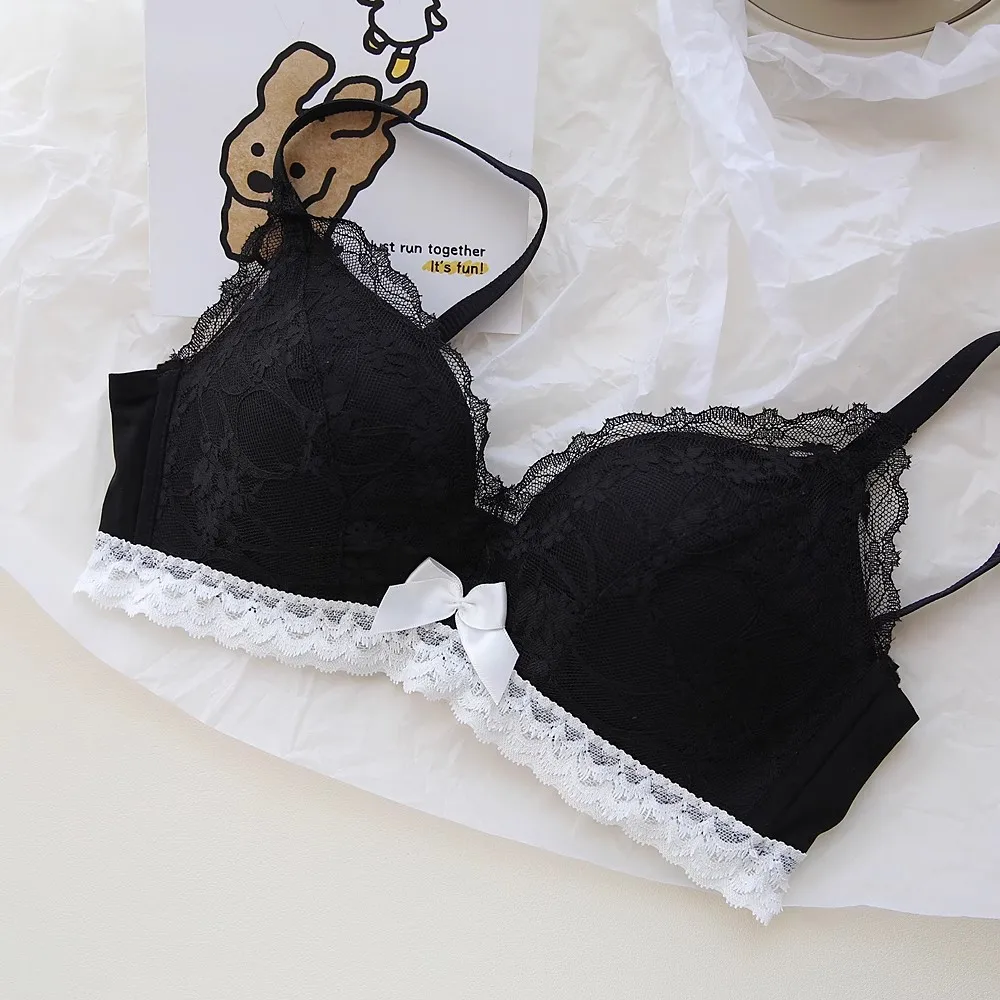 Lace Underwear Set of Female Small Breasts Gathered to Show Large on the Top Anti-Sagging Breasts Collect Vice Girls Student Bra