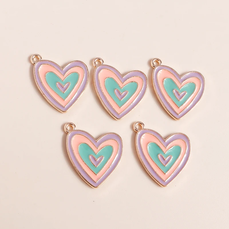 20pcs 18x22mm Cute Enamel Love Heart Charms Pendants for Jewelry Making Drop Earrings Necklaces Bracelets DIY Crafts Accessories