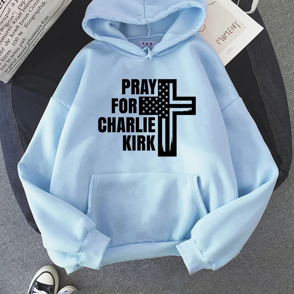 PRAYFOR Charlie Kirk sudaderas con capucha con estampado gráfico sudaderas suaves ropa de lana de manga larga jerseys Harajuku Charlie Kirk