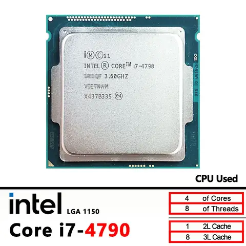 Intel Core i7-4790 i7 4790 3.6 GHz Used Quad-Core CPU  8M 84W  LGA 1150