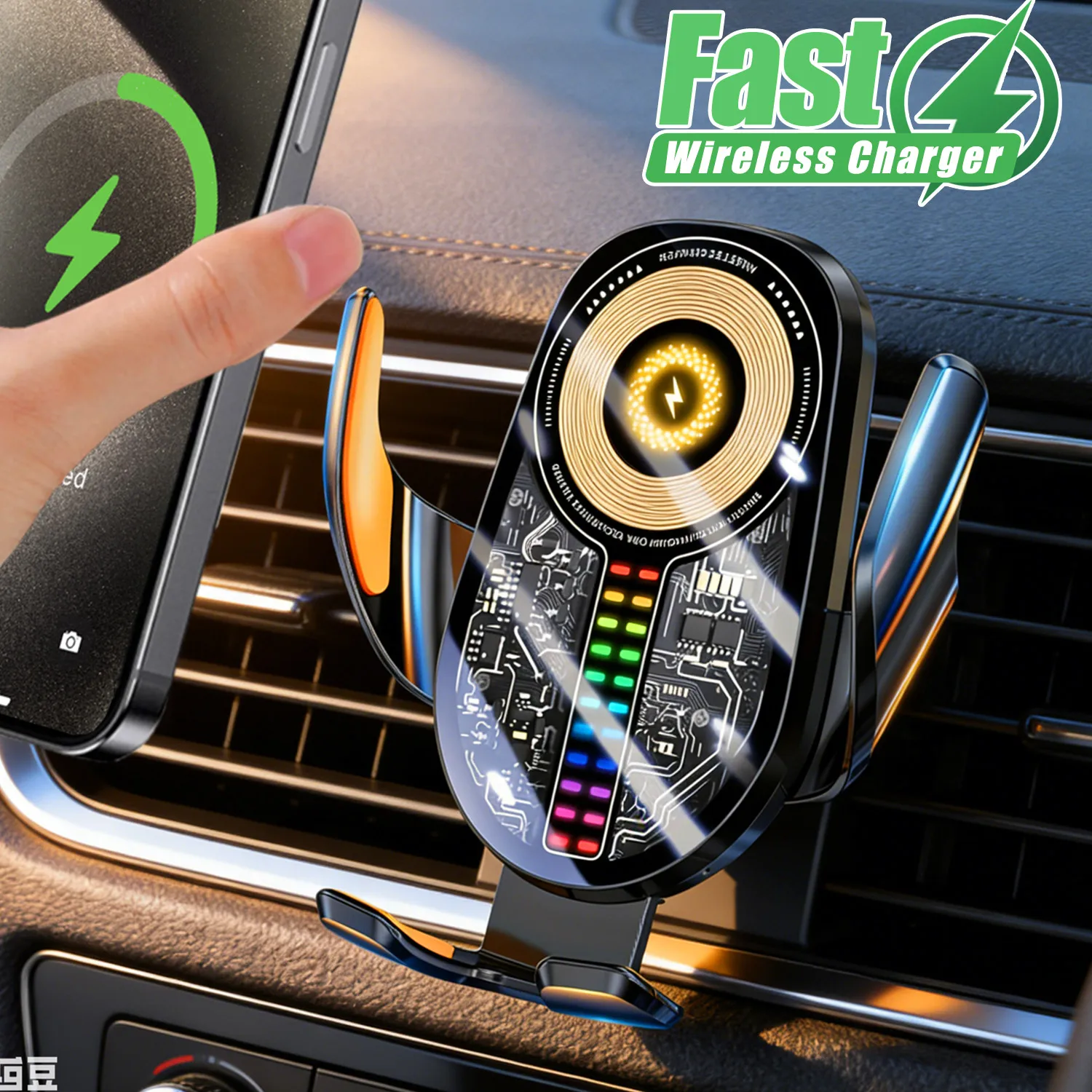

Автомобильный беспроводной держатель-зарядка для телефона на воздуховод, крепление для iPhone 17/16 Pro Max/16/15/14/13/12, быстрая зарядка