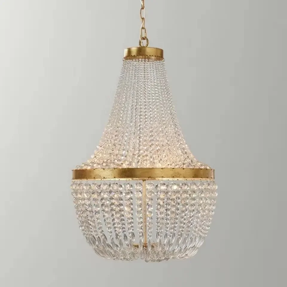 Wooden country retro old French court crystal chandelier living room dining room bedroom clothing store villa chandelier