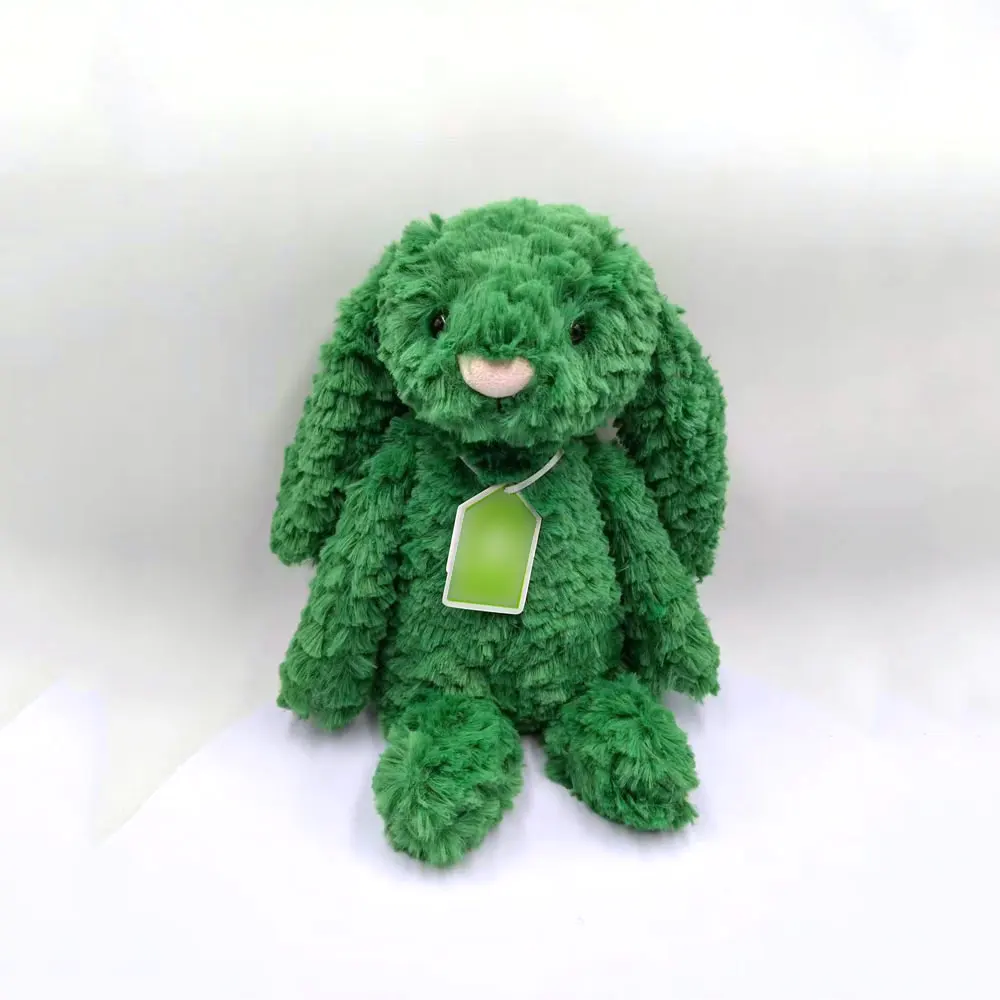 

New JC Kawaii "Gemstone Green" Soft Plush Bunny — Holding an Olive and a Carrot — A Birthday or Christmas Gift for Children