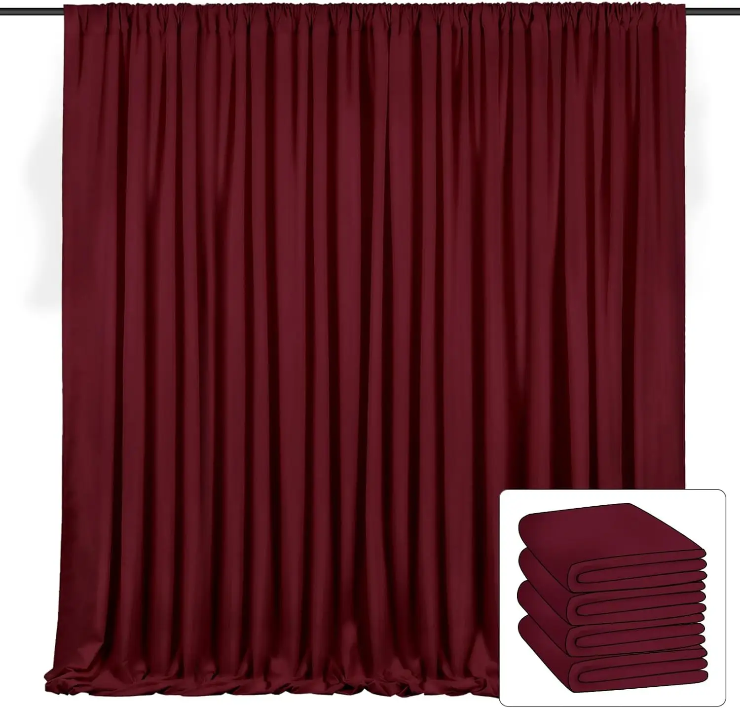 

Burgundy Backdrop Curtain 4 Panels-5ft x 10ft Wrinkle-Free Burgundy Curtains Polyester Photography Drapes for Birthday Party