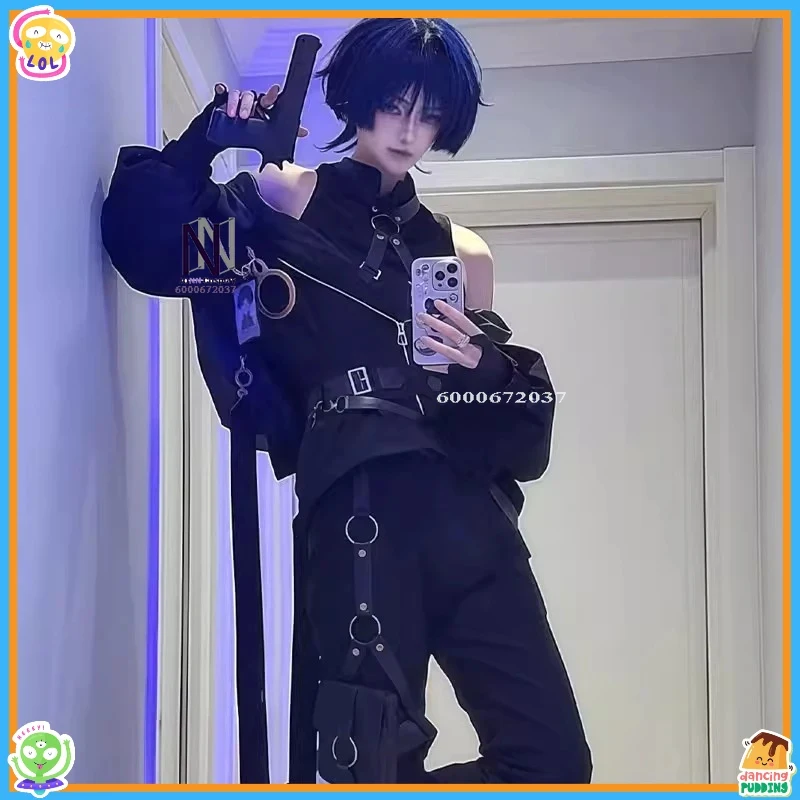 

ABC123Hot Game Genshin Impact Anime Wanderer Cosplay Costume Secret Agent Uniform Outfit Men Adult Comic Con Halloween Px,3;b'2.