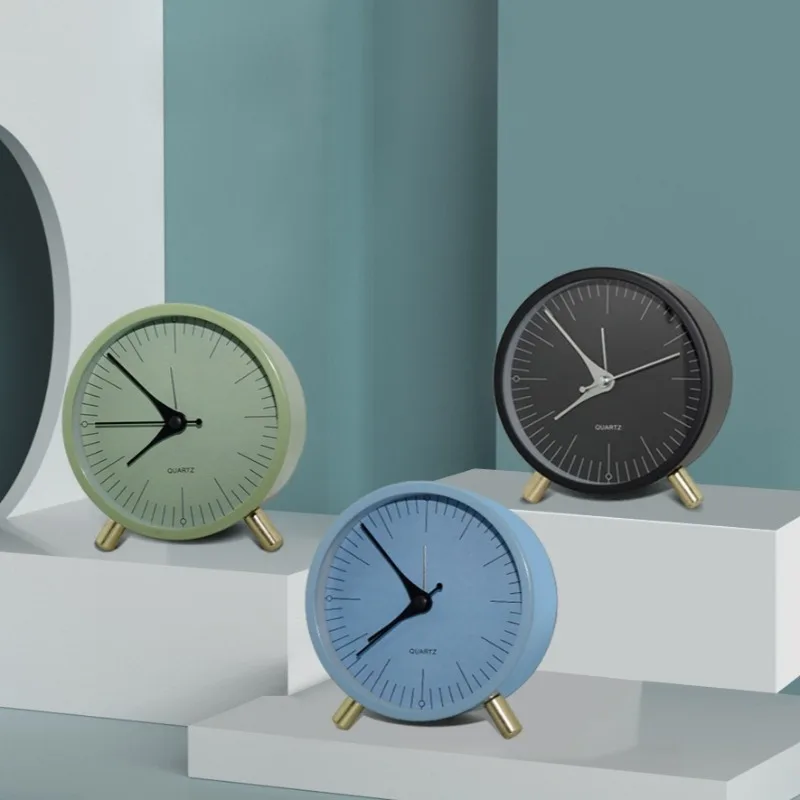 

European Metal Quartz Alarm Clock Creative Simple Children's Alarm Watch Bedside Table Decorative Clock Silent Sweep Seconds