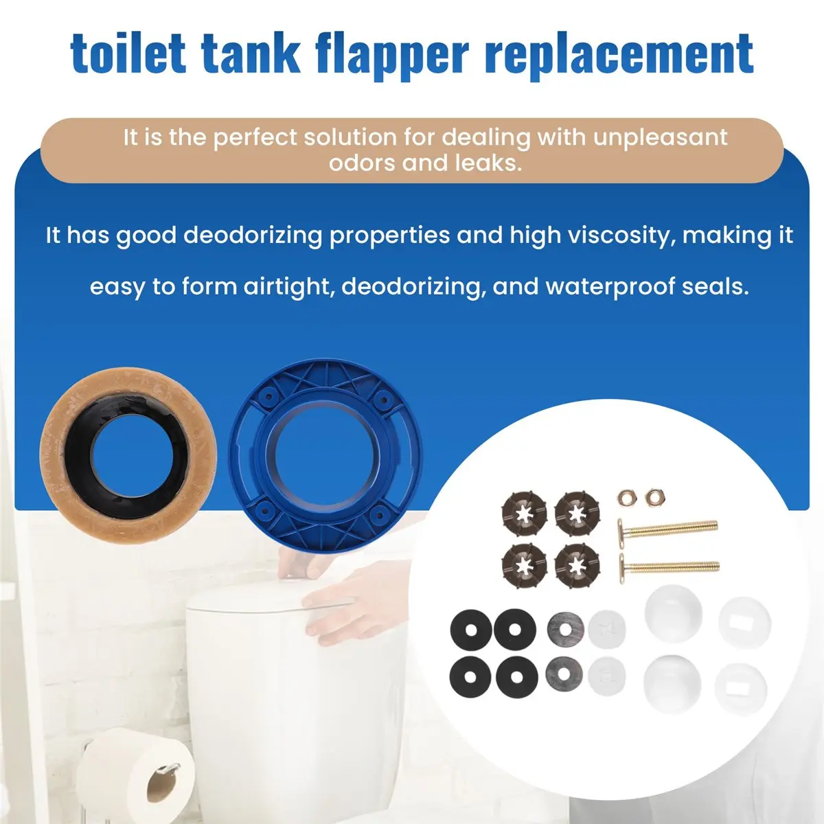 A47T Toilet Flange with Wax Ring for Toilets Replacement Kit Includes Bolts PVC Toilet Flange Repair Kit , Fit Toilet Install