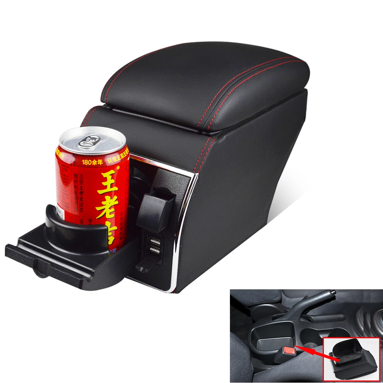 For Kia Soul 2010 2011 2012 2013 Armrest Box Leather Car Interior Parts Center Console Auto Armrests Storage with USB