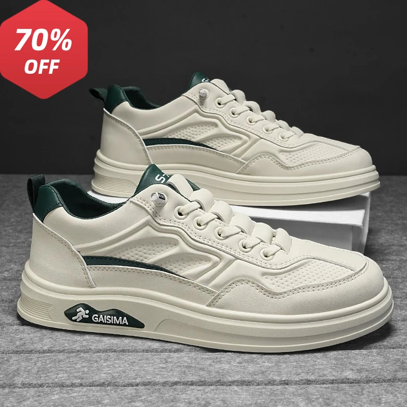 

Мужские повседневные кроссовки из кожи на шнуровке, весна 2026, в корейском стиле, увеличивающие рост, для активного отдыха, нескользящие