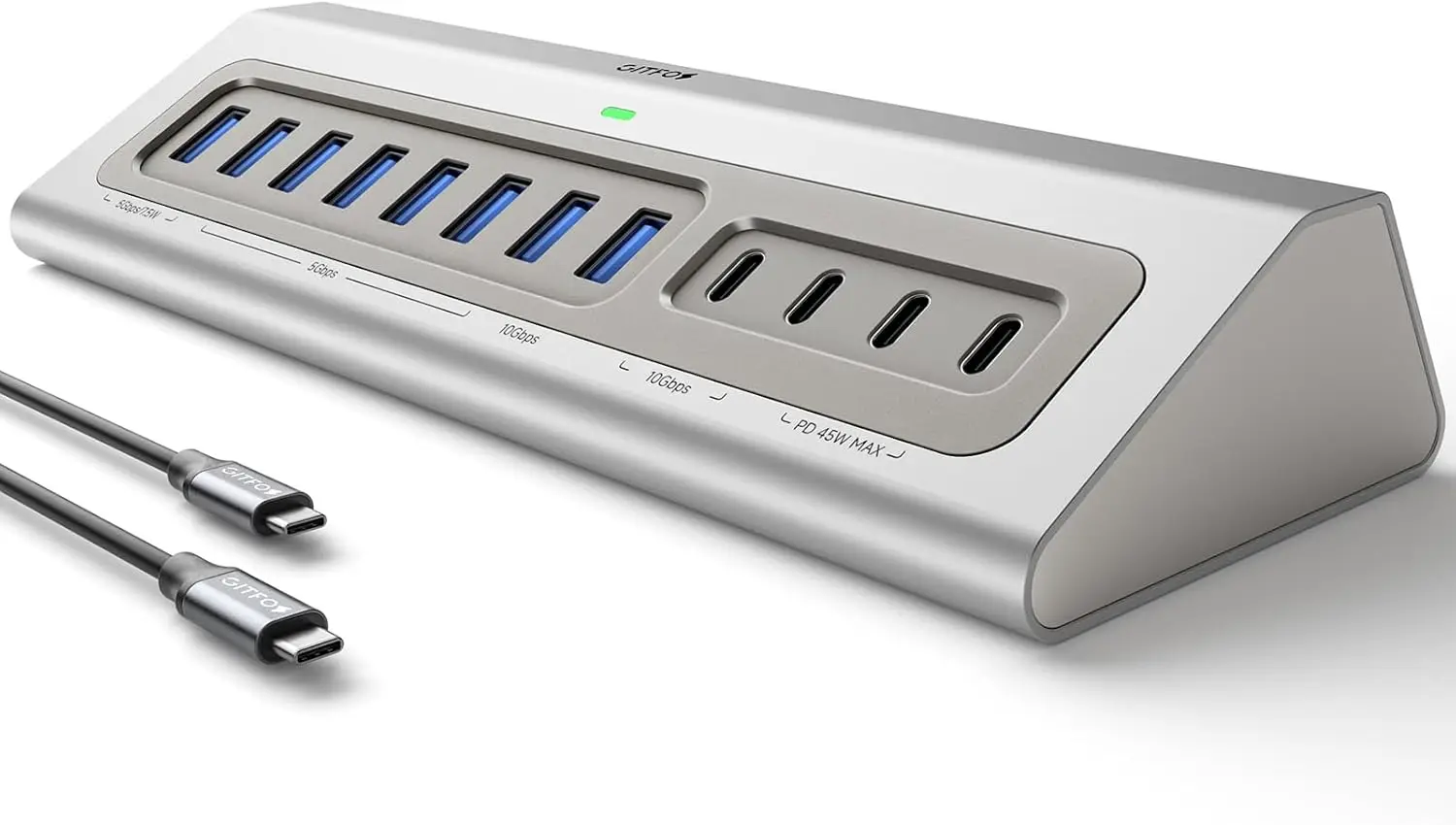15-in-1 USB C Hub with PD 100W, 45W Charging, 10Gbps Data, 7 USB A Ports, Aluminum Design for PC Laptop MacBook iPad
