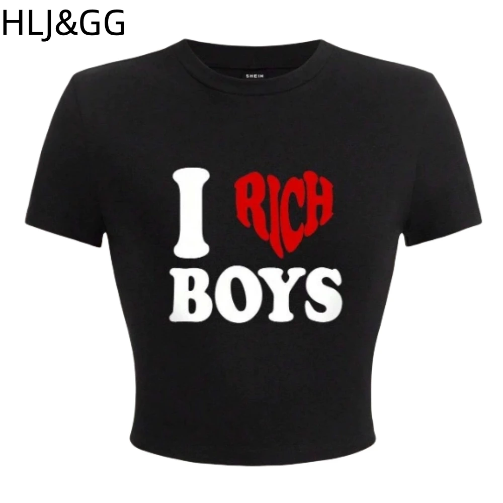 HLJ&GG Fashion Y2K Letter Printing Crop Top Dwuczęściowe zestawy damskie Okrągły dekolt Koszulki z krótkim rękawem i spodnie w panterkę Stroje 2025 — zdjęcie 6