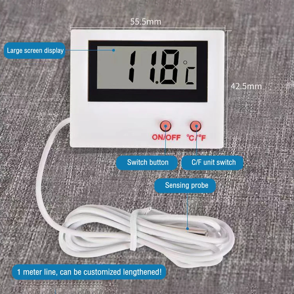 Imagem -02 - Sensor de Temperatura Lcd Termômetro Digital para Tanque de Peixes Geladeira Aquário Eletrônico Strippline Sonda Termômetro Ht5