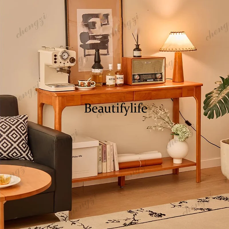 P182 French Minimalist Console Tables With Drawers Storage Slim Rustic Console Tables Aesthetic Trendy Consola Mueble Furniture