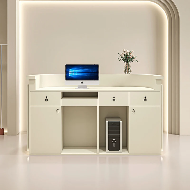 Customized Reception Desk Beauty Supermarket Barbershop Spa Bar Counter Office Comptoir Caisse Salon Furniture