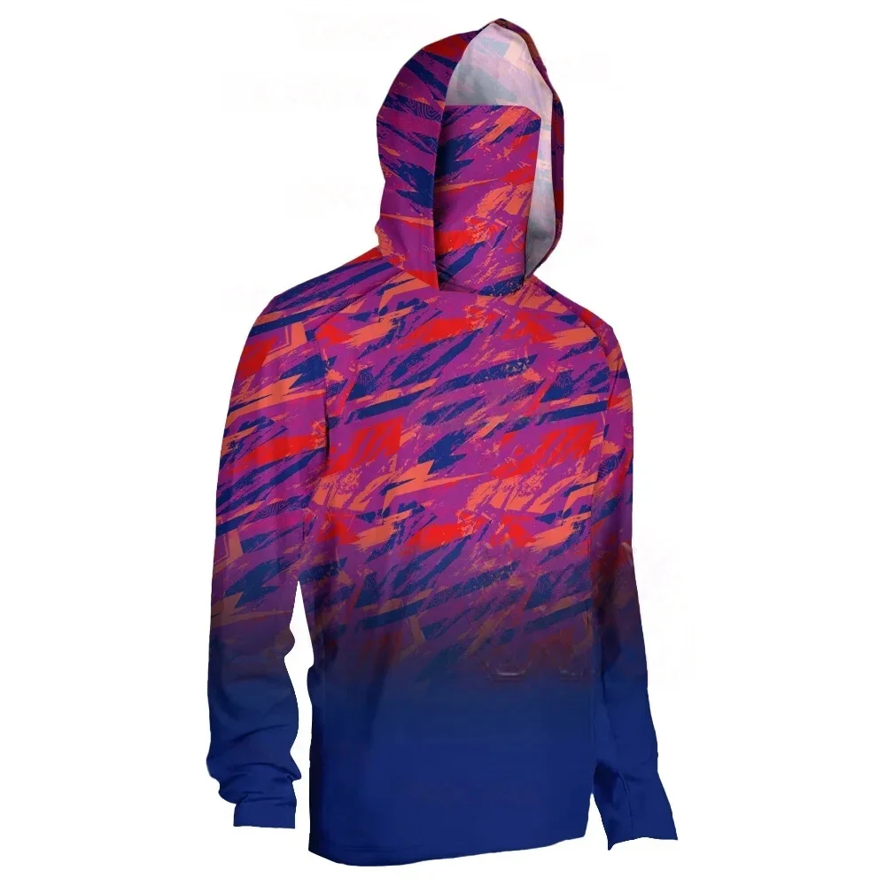 Hood Fishing Shirt Fishing Apparel Men Long Sleeve Fishing T Shirt UV Protection
