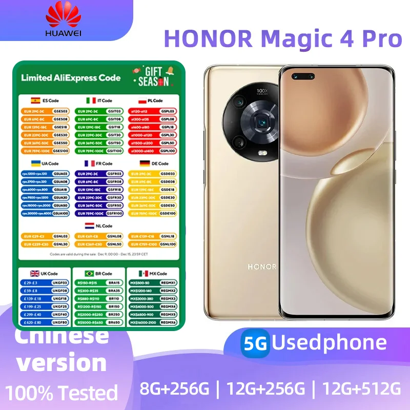 HONOR Magic 4 Pro 6.81 Inches 120Hz Screen Snapdragon 8 Gen Android 12 Fast Charging 100W 4600mAh NFC used phone