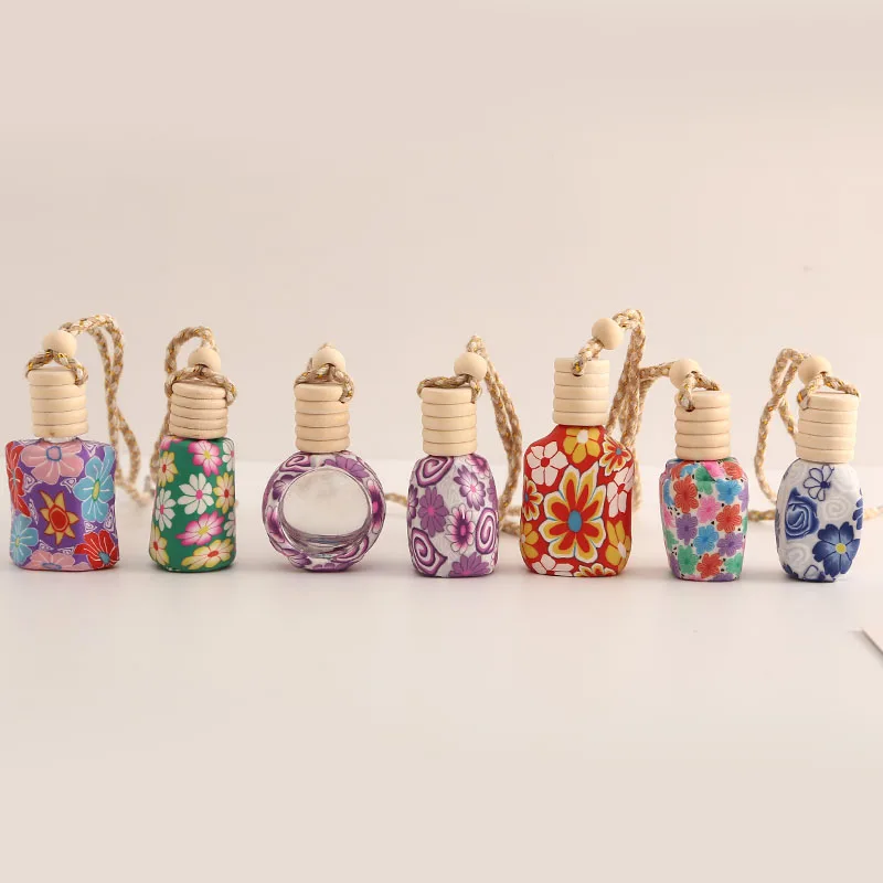 10pcs/lot Clay Glass Perfume Bottle Travel Polymer Clay Fimo Empty Spray Scent Bottle Pump Case Random Color