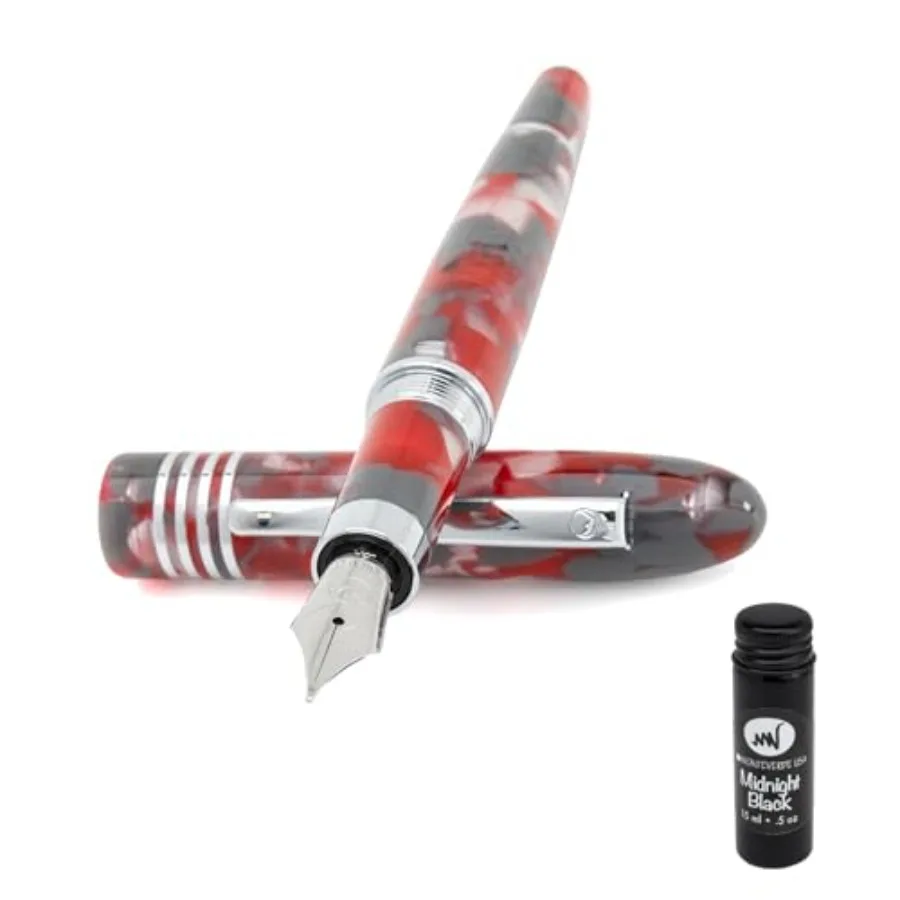 

USA Ruby Mountain Fountain Pen Extra Fine Nib with Free 15ml Ink Bottle Luxury Writing Gift Inspired by Mountains of the World