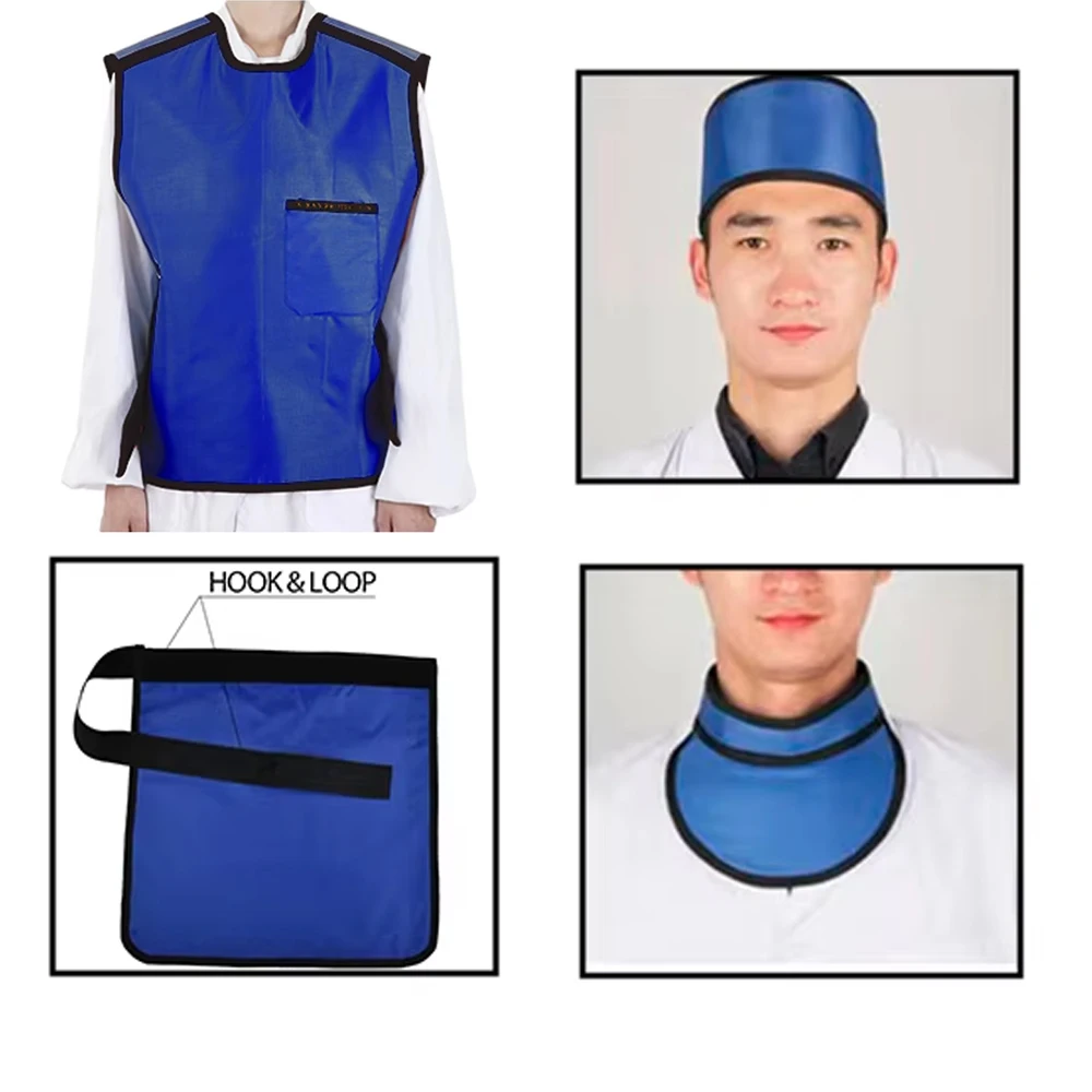 

X Ray Radiation Protective Clothing 0.35mmPb Lead Rubber Apron Vest Hat Neck Shield Set for Medical Radiological Use