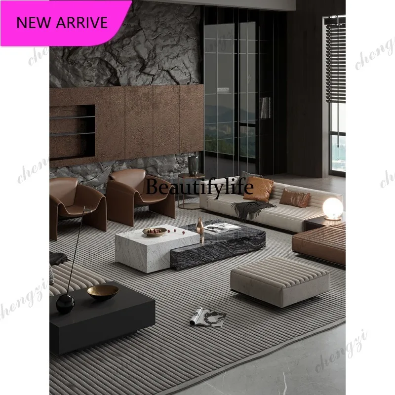 P3  Living room coffee table, marble, high-end Italian light luxury, high-end extendable natural luxury stone coffee table