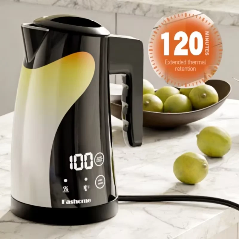 

1.25L Safety Auto Shut-off Electric Tea Pot LED Touch Display 1300W Stainless Steel Fashome Electric Kettle Kitchen Appliances