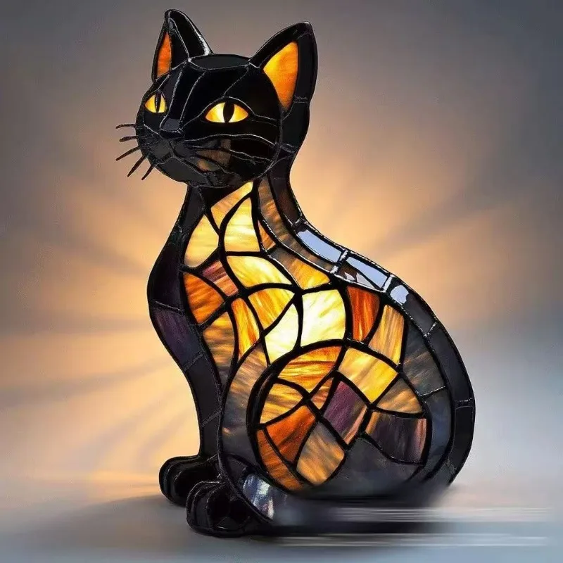 New Dog Series Resin LED Night Light, Cute Animal Statue Art Figurine, Creative Home Desktop Bedroom Decor Gift for Dog Lovers