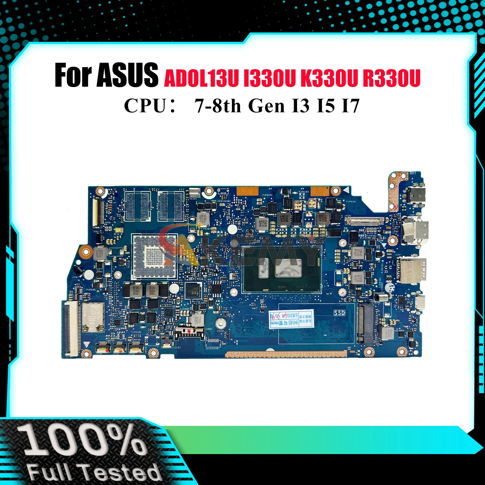 

X330UA Laptop Motherboard For ASUS ADOL13U V330U X330UF X330UL I330U X330UN K330U S330U X330U R330U Mainboard With I3 I5 I7 CPU