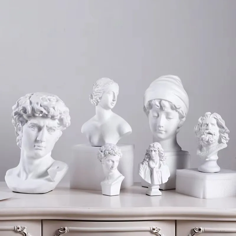 Classic White Resin King David  Bust Head Statue Sculpture Venus Figurines Miniatures  Ornaments Desktop Decoration