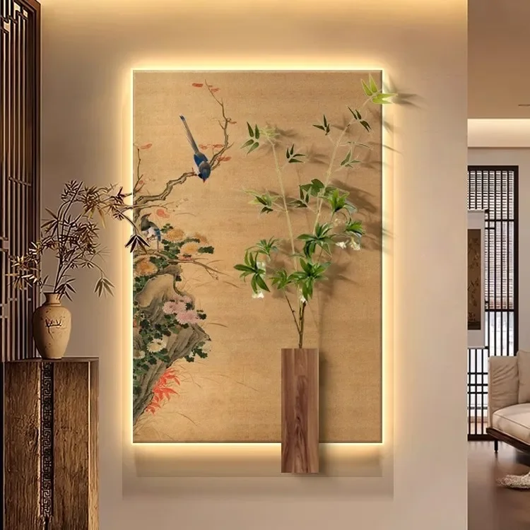 %*l forSong Dynasty Aesthetics Entry is opposite the door, entrance decoration painting, ancient style mural lamp,