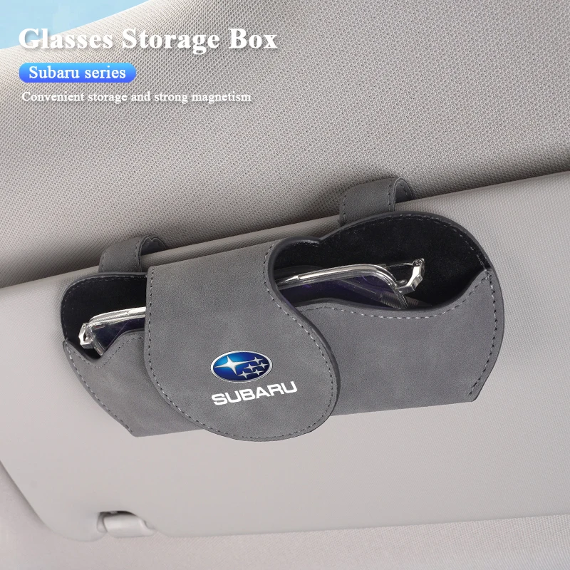 Car Sun Visor Suede Glasses Storage Box Sunglasses Case For Subaru STI Impreza Outback Legacy Forester WRX BRZ XV Exiga Levorg