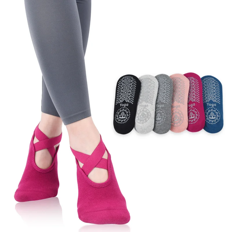 

Yoga Socks Cross Thickened Non Slip Dispensing Socks Sports Dance Socks Pilates Instep Ventilation EU 35-40 US 5-7.5