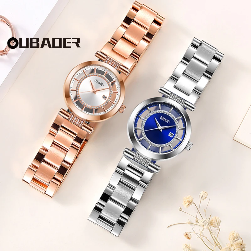 

Oubaoer Classic Brand Lady Hand Ladies Watch Stainless Steel Waterproof Calendar Elegant Women's Watch Set Fashion Quartz Watch