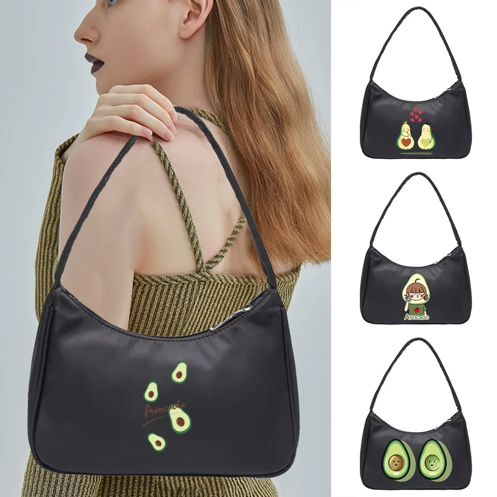 Women's Bag Female Handbags Avocado Print Zipper Shoulder Underarm Bag Ladies Shopping Fashion All-match Pouch Purse Clutch Bag