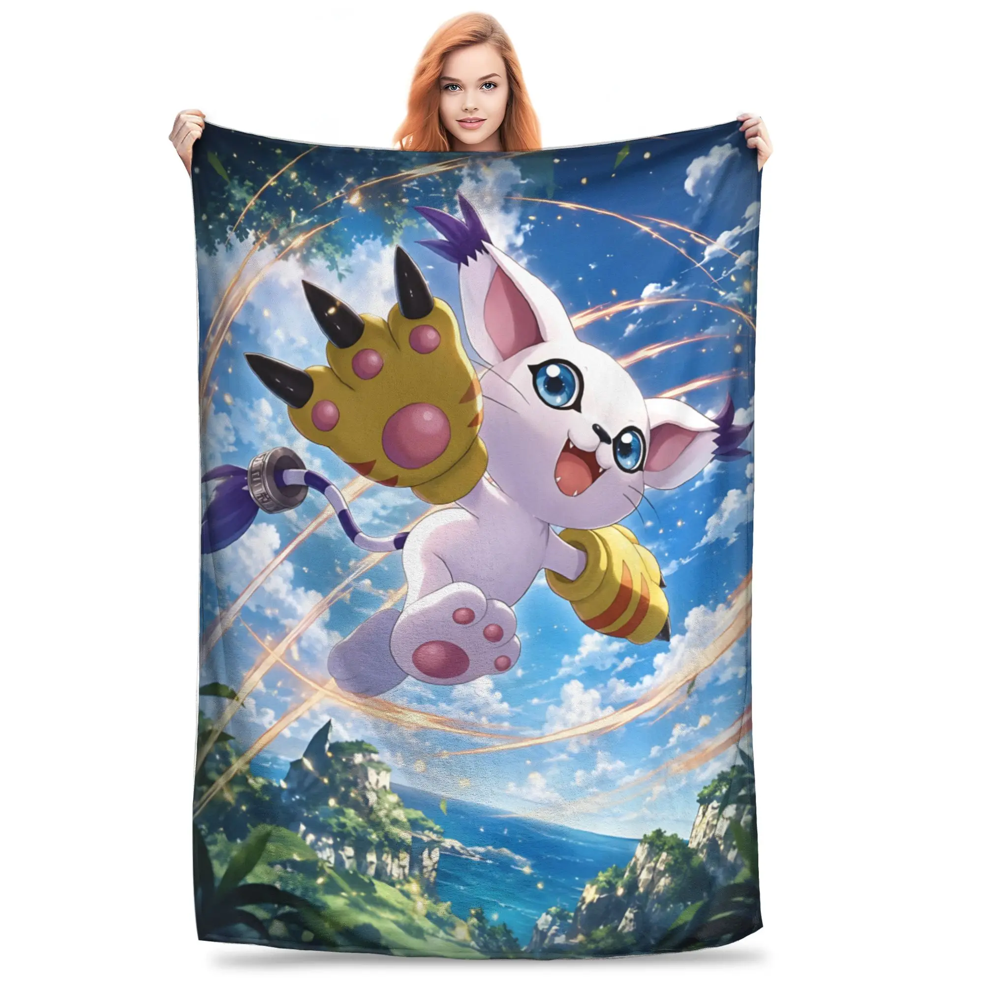 1PC Home Digimon Adventures  Blanket Throw Super Cosy Plush Living Room Sofa
